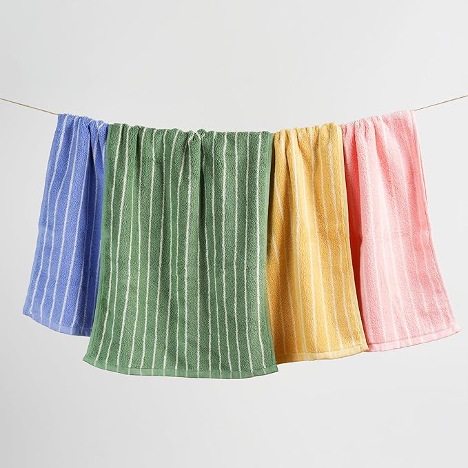 Hand Towels for Bathroom, 100% Cotton Striped Pattern Soft Absorbent Towel Set