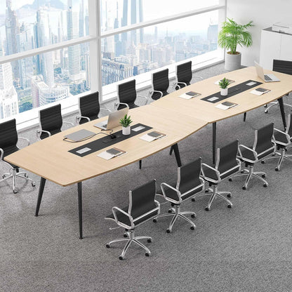 DWVO 6FT Conference Table, 70.8" Boat Shaped Meeting Table with Power Outlets & Rectangle Grommet, Modern Seminar Table for Office Conference Room, Boardroom Desk