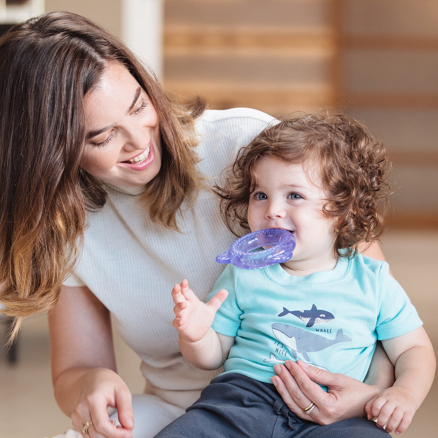 Nuby IcyBite Teethers for Teething Relief - Soft BPA-Free Baby Teething Toy - 3+ Months - Ocean Rings