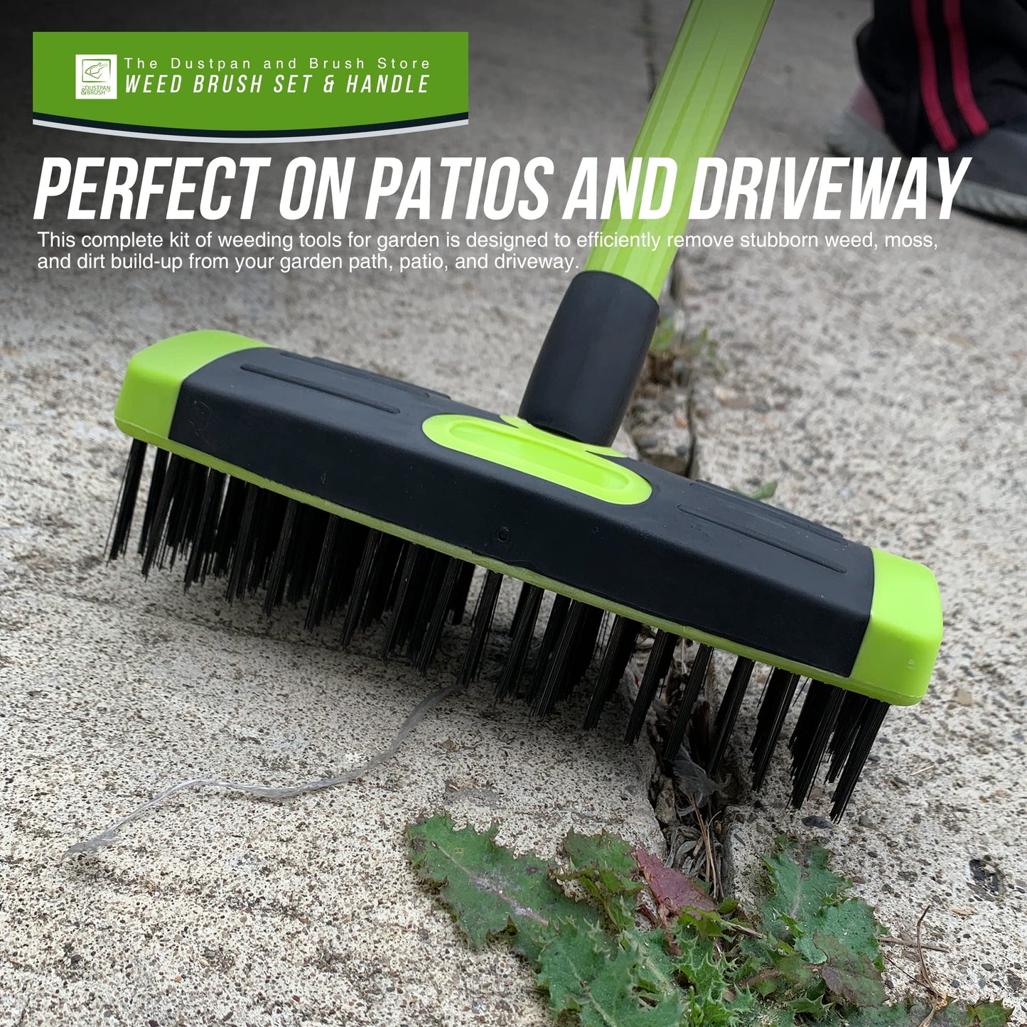Weed Remover Tool Wire Brush Scraper Set with Metal Broom & Weed Removal Head - Remove Weed & Moss from Block Paving Garden Path Patio and Driveway Easily
