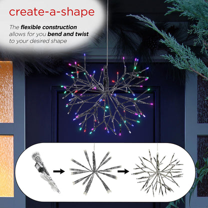 Alpine Corporation 16"H Indoor Holiday 3D Snowflake Hanging Ornament with LED Lights, Silver , Christmas Decoration