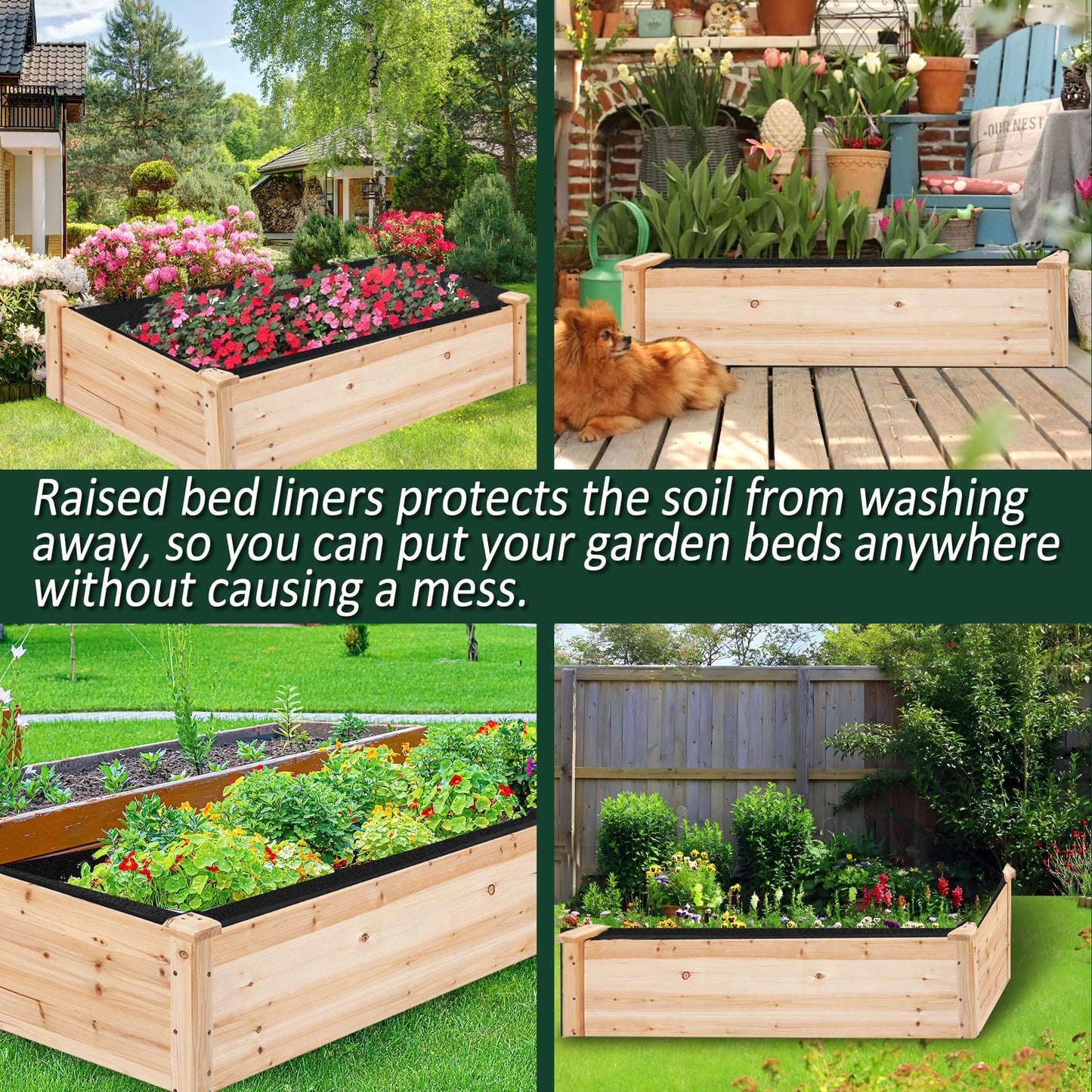 FULEIYA 1PCS Raised Garden Bed Liner Fabric Raised Garden Bed Breathable Drainage Rectangle Grow Bags with Handles Fabric Garden Bed for Outdoor Garden Bed Holds Soil - 4ft x 2ft x 1ft
