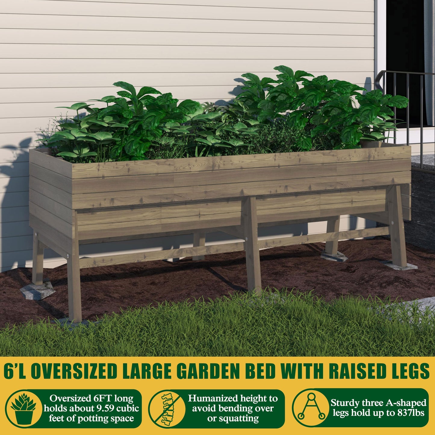 MUPATER 7-in-1 Raised Garden Bed Outdoor for Vegetables with Legs, Large Elevated Garden Planter Box Wooden with Liner Design for Herbs, Flowers, Brown