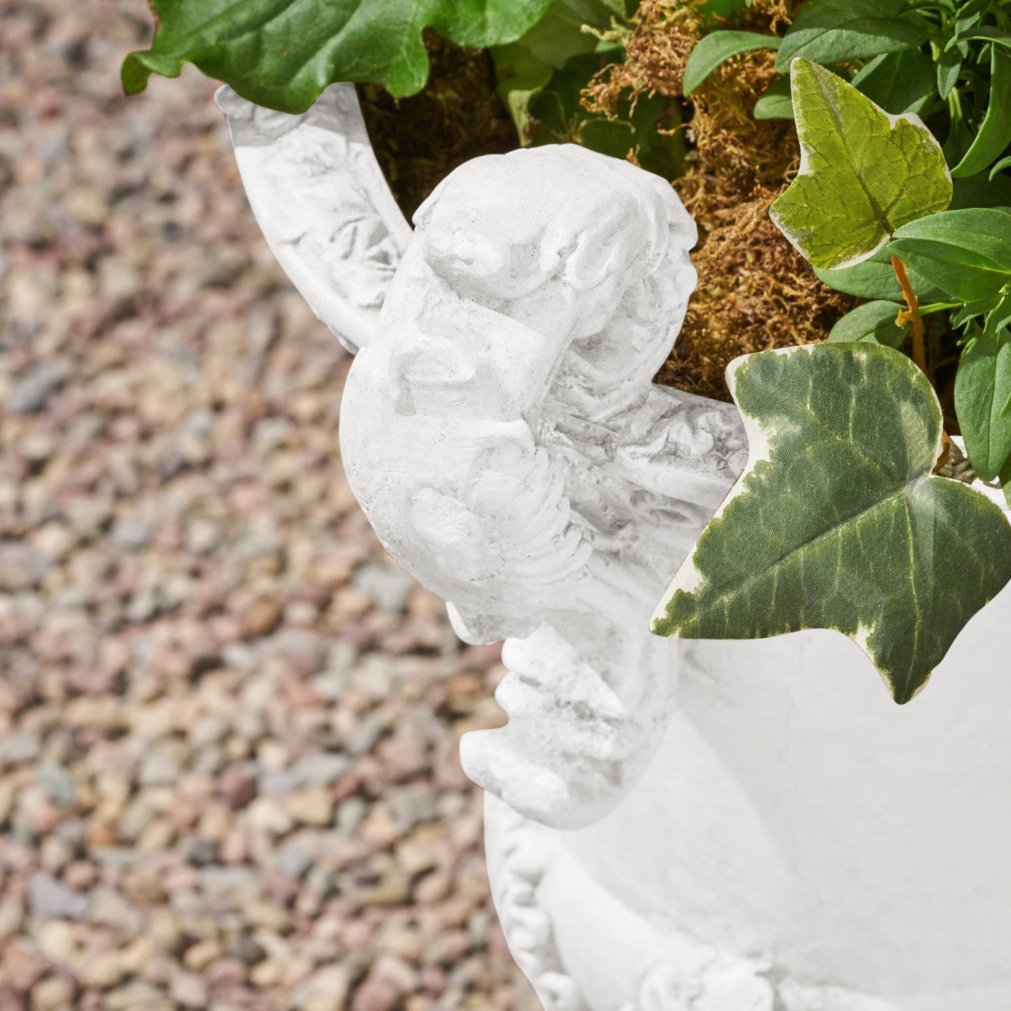 Garden Urn Planter – Roman Design, Faux-Stone Finish, Weather-Resistant for Indoor/Outdoor Use, Multi-Purpose Planter with Drainage Hole and Stopper