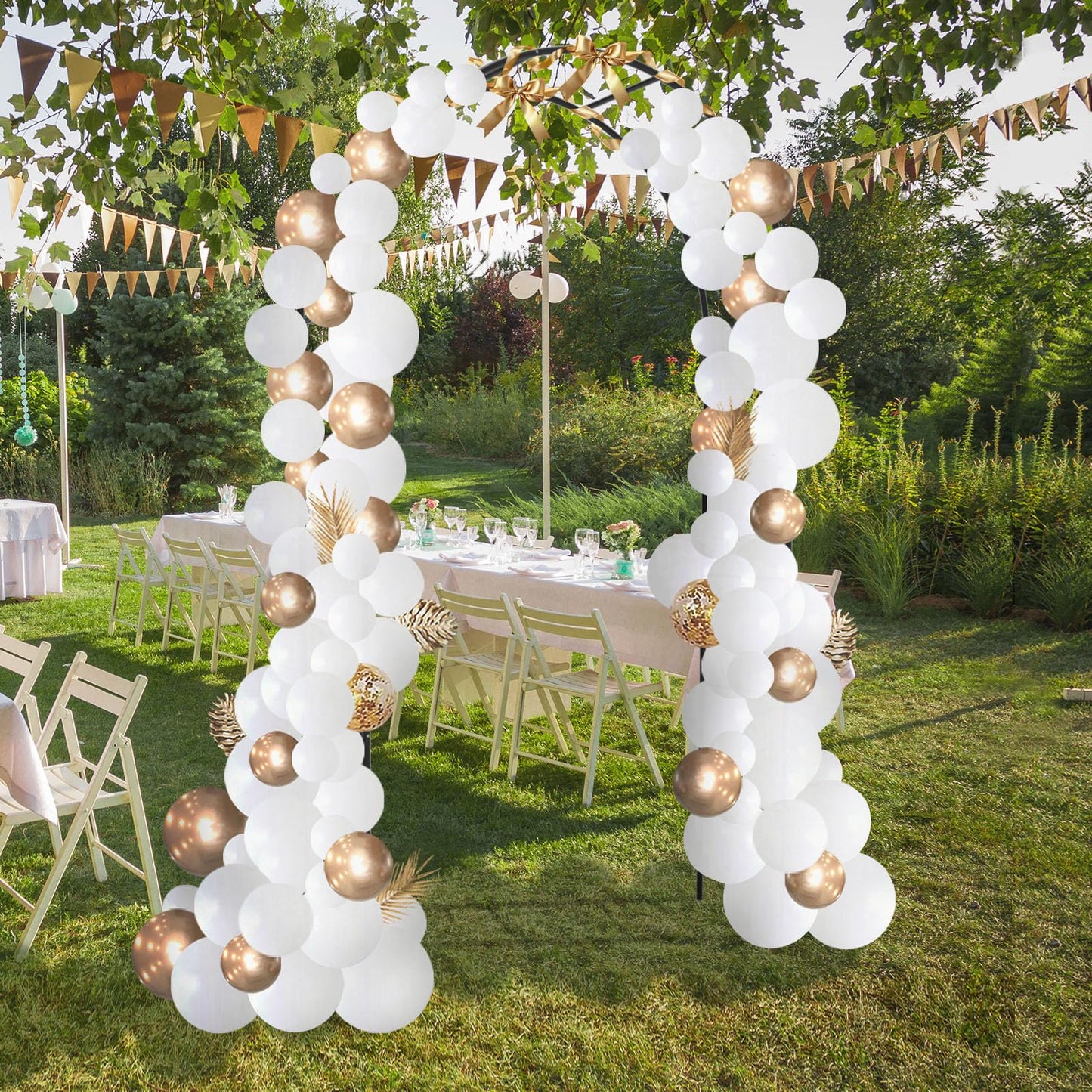 Trellume Garden Arch Trellis for Climbing Plants Outdoor - Height: 94.5", Length: 55", Sturdy Metal Garden Arbor with Rust-Proof Coating, Garden Arch for Wedding Decorations and Balloon Arch Stand