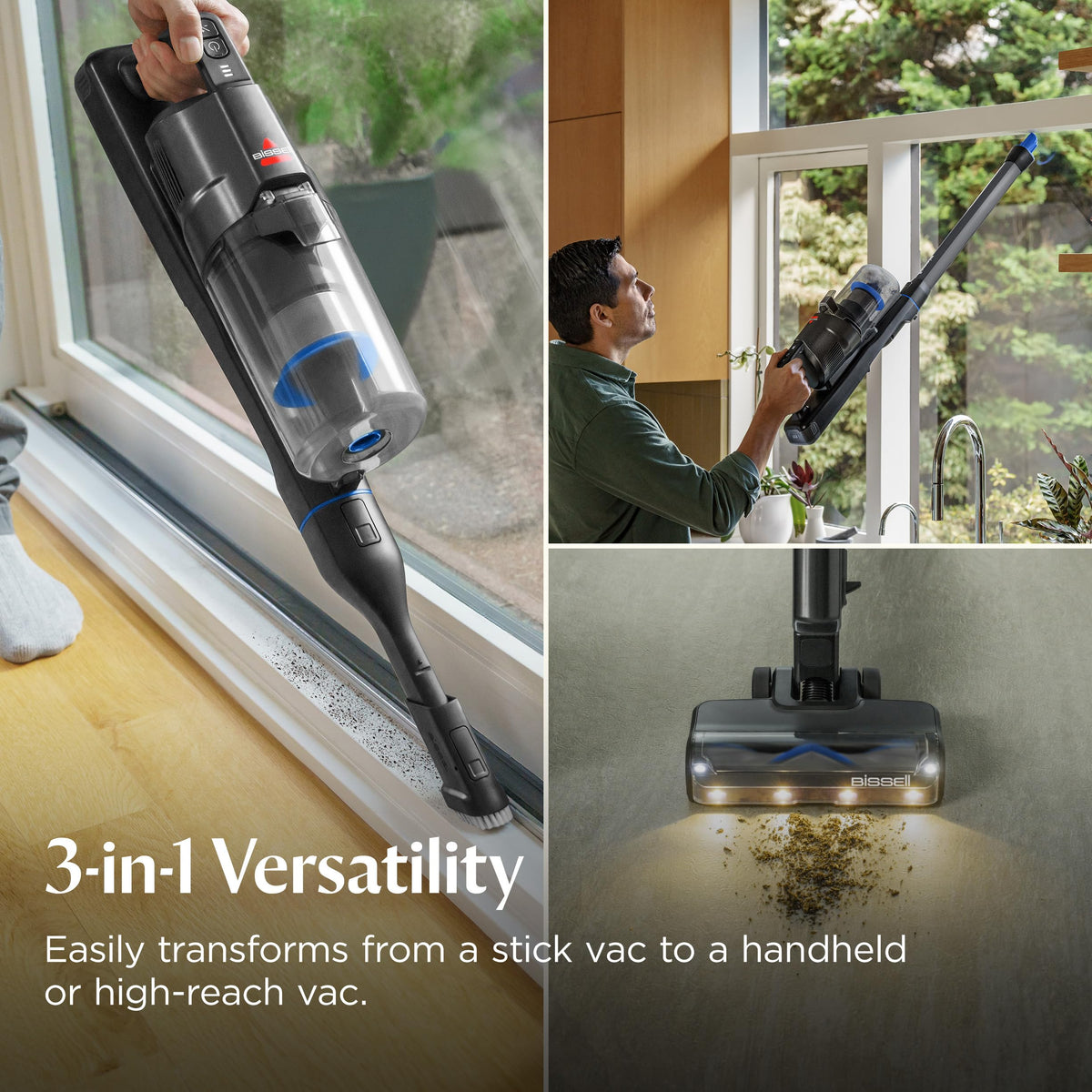 Bissell PowerClean FurGuard 280W Self-Standing Cordless Vacuum w/Self-Cleaning Brush Roll, Strong Suction, Removeable Battery, Wall Mount, Upholstery Tool & Bright Headlights