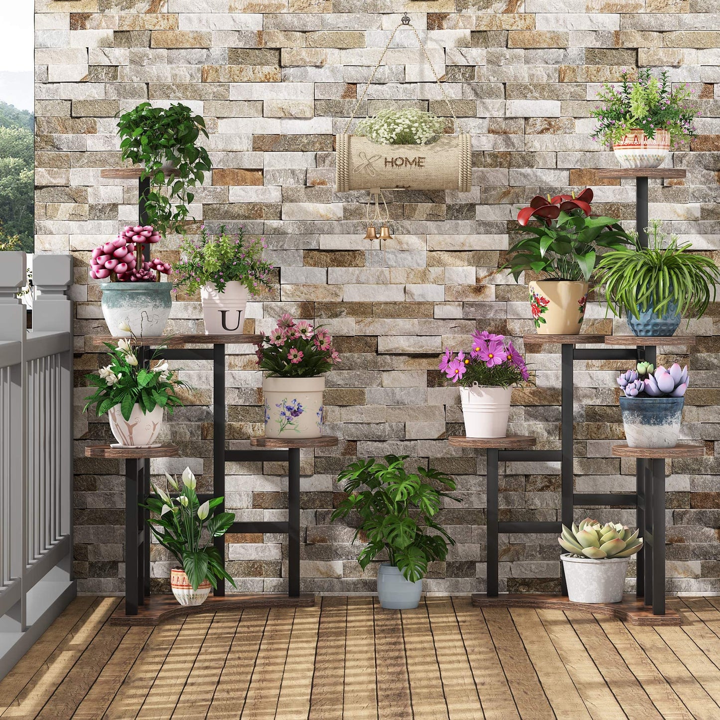 Tribesigns Corner Plant Stand Indoor, 6 Tiered Plant Shelf Flower Stand, Tall Multiple Potted Plant Holder Rack Planter Organizer for Living Room Balcony Garden, Rustic Brown