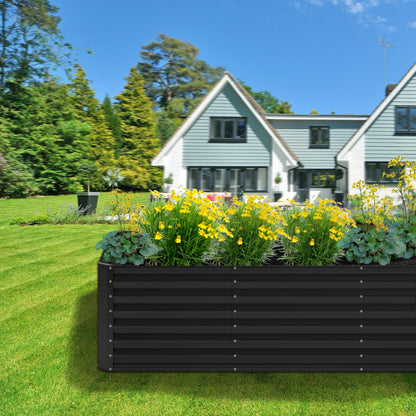 Nedenyou 8x2x2FT Galvanized Raised Garden Bed,Planter Raised Beds-Metal Garden Box,Large Plant for Outdoor Planting, Vegetables Bed，Flower,herb-Black