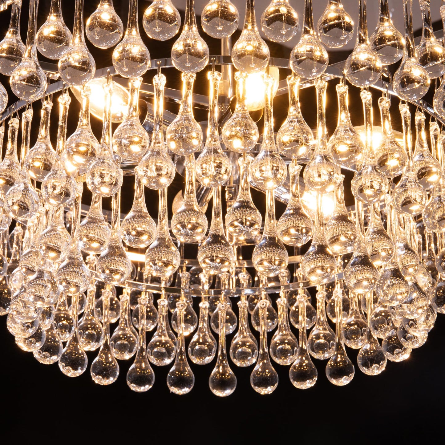 TOCHIC Modern Crystal Chandelier for Dining Room, 24 inch Chrome Chandeliers Light Fixtures Ceiling Hanging Crystal Pendant Lighting for Living Room, Kitchen Island Light, Bedroom Chandelier, 3 Tiers