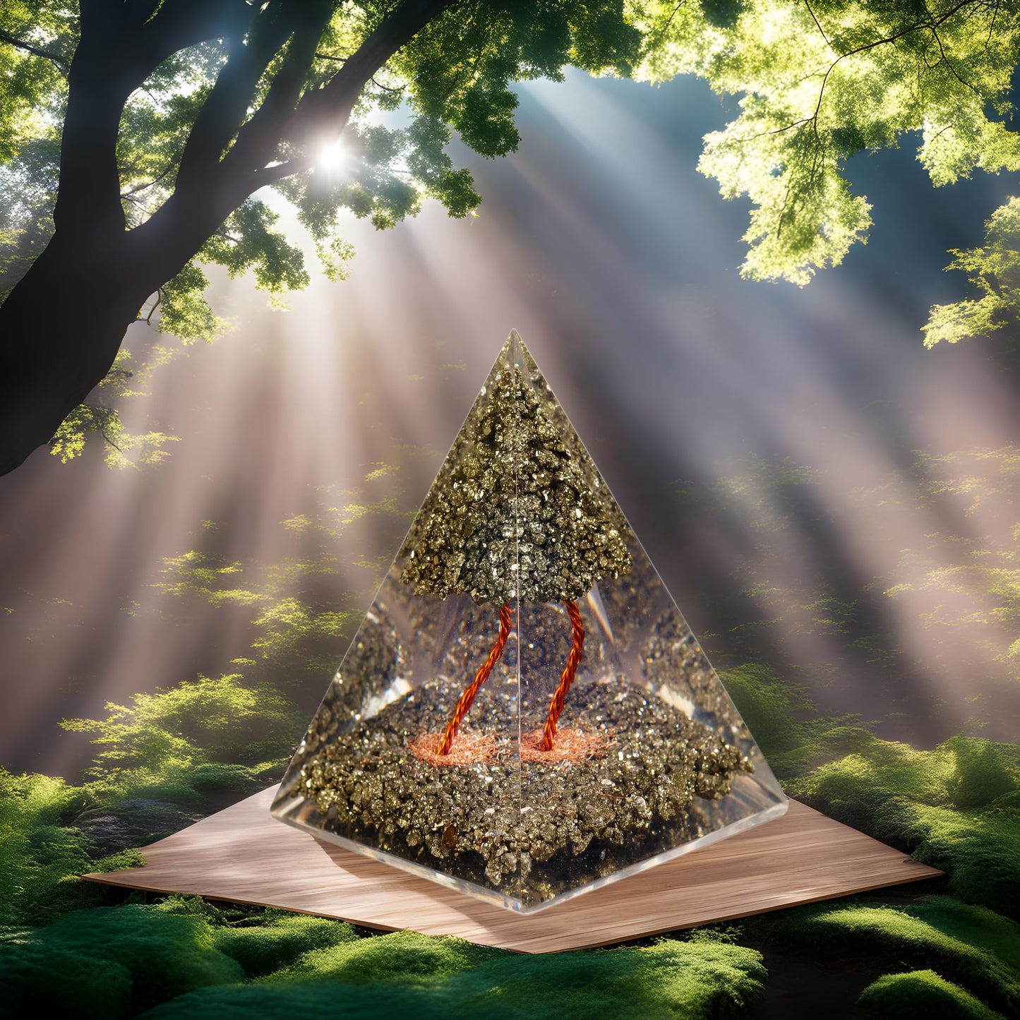 Orgonite Crystal Handmade Pyrite Tree Pyramid – Spiritual Energy Generator for Meditation, Abundance, Protection, Balance, Reiki, Yoga, Cleansing, Decor, Manifestation, Harmony, Gift, Office, Altar, Vastu, Positive Energy
