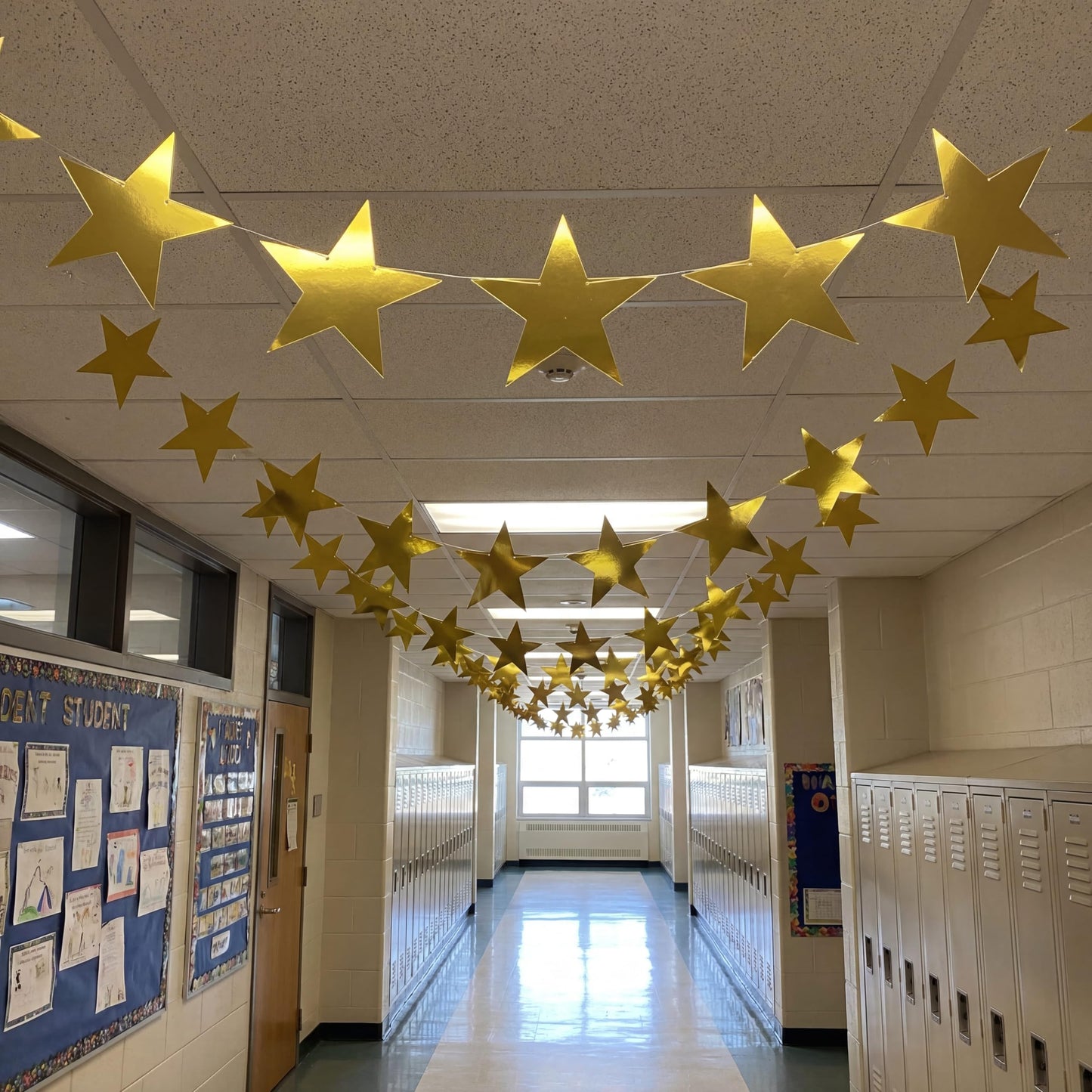 Outus 36 Pieces 11 Inch Large Gold Stars Cutouts Gold Stars Decoration Double Printed Paper Star for Movie Night Bulletin Board Decoration, Classroom Wall Party Decor Back to Shcool Party Decor