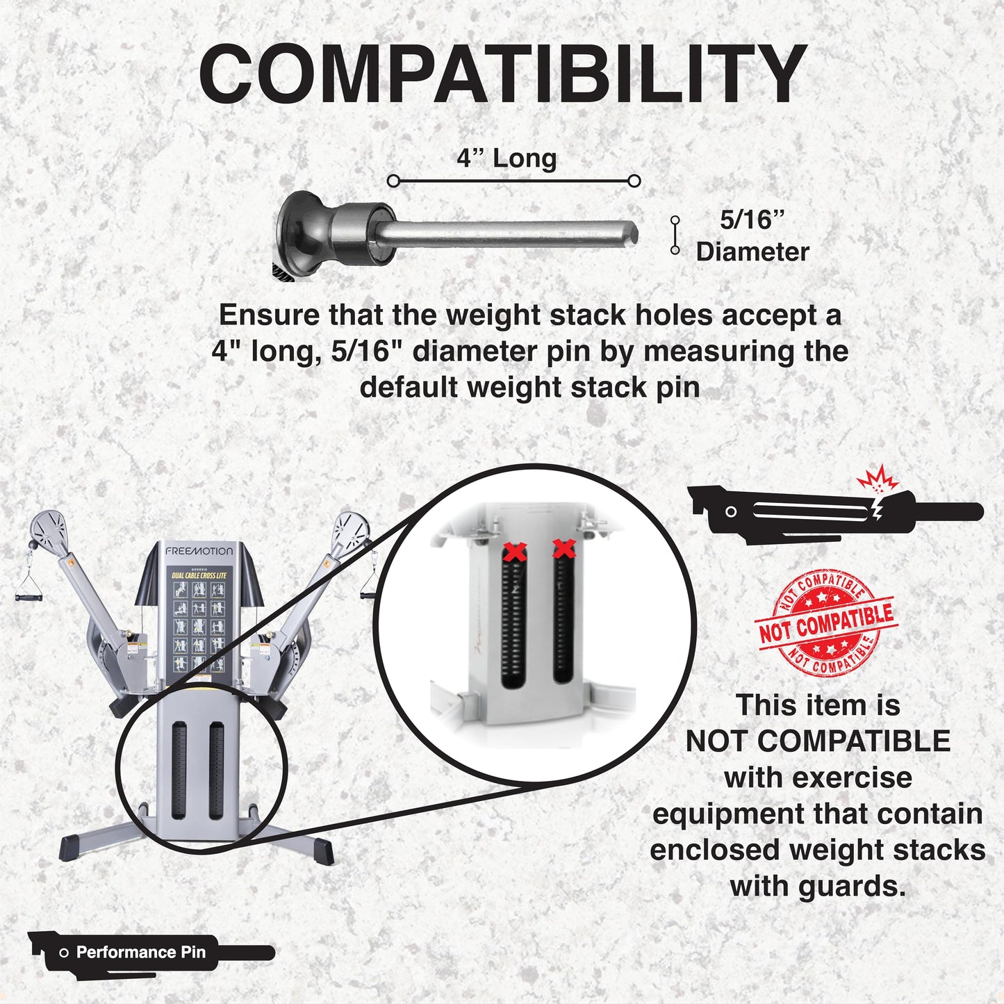 PERFORMANCE PIN The Original Drop Set Pins for Gym | One More Rep with Weight Stack Pins | Instant Transition to Lower Weights for More Reps | Proudly Made in America | 5/16" Pin | Black
