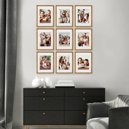 Sheffield Home 9 Piece Gallery Wall Frame Set, 11x14 Inch, Antique Bronze