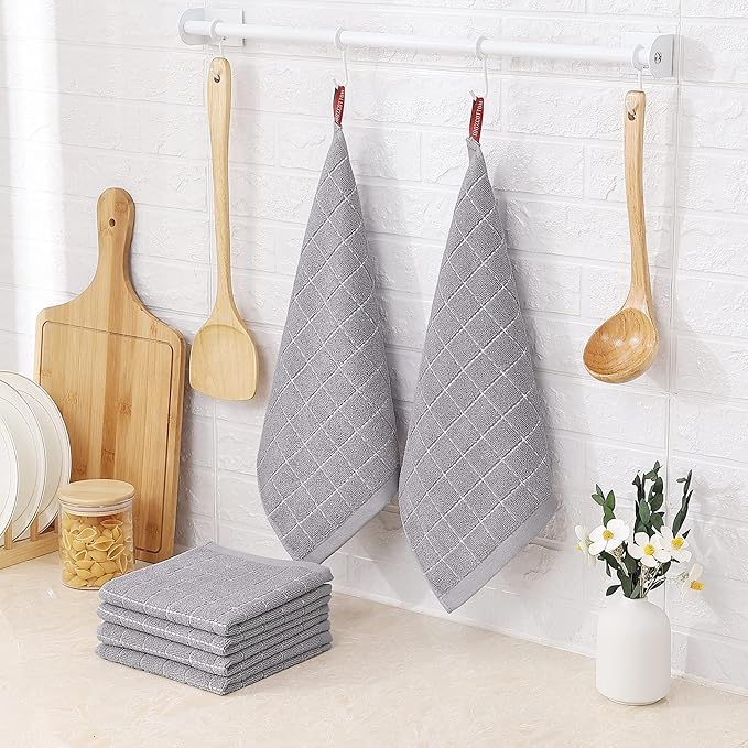 Homaxy 100% Cotton Terry Kitchen Dish Cloths, Ultra Soft and Absorbent Dish