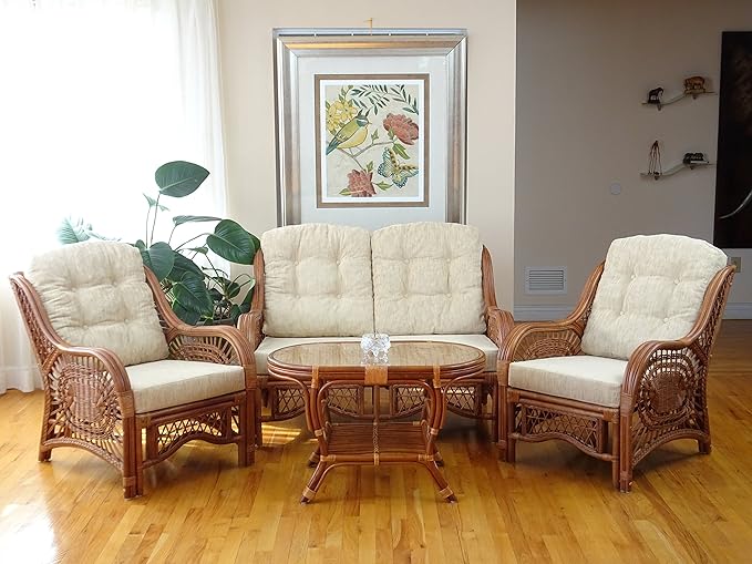 Malibu Lounge Loveseat Sofa Natural Rattan Wicker Handmade Design