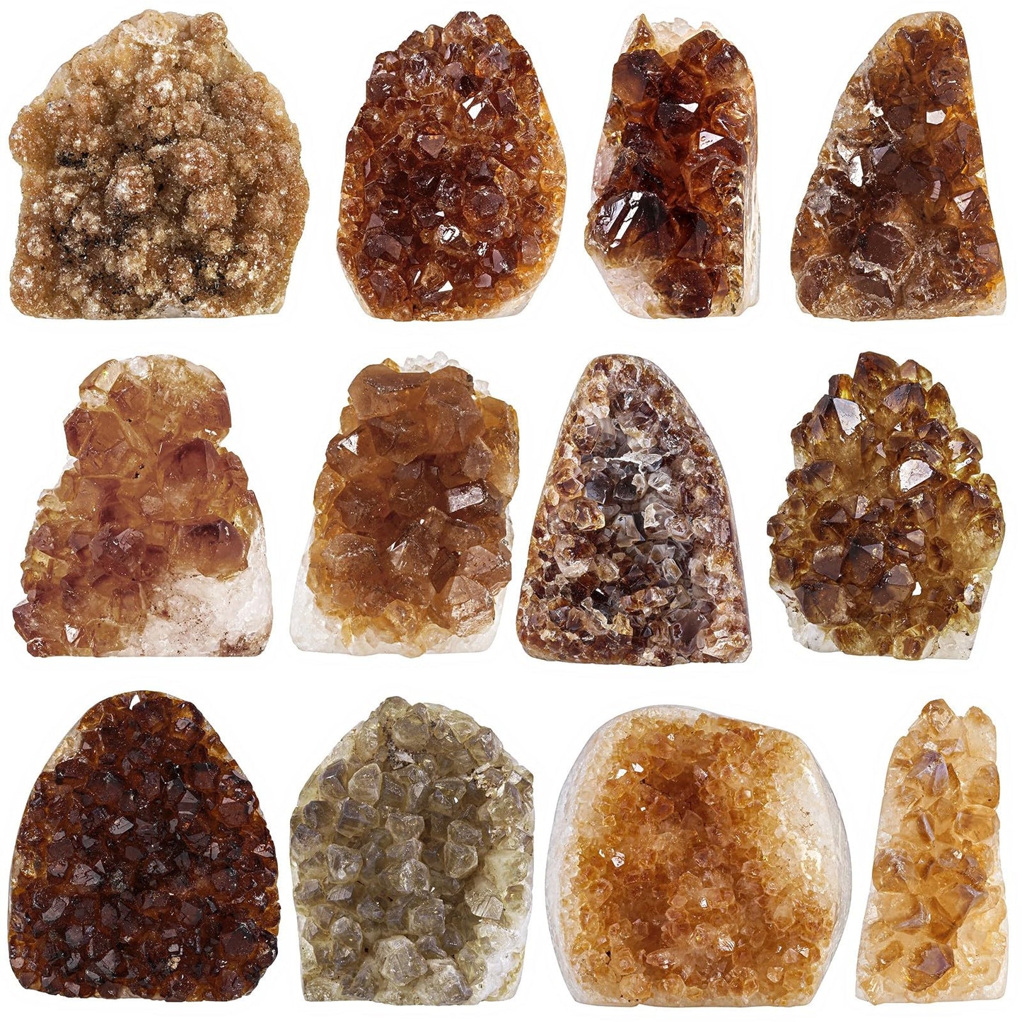TUMBEELLUWA Natural Citrine Crystal Cluster Geode Raw Crystals and Healing Stones Mineral Specimen Rock Collection Display Decor for Home, 401-500 g