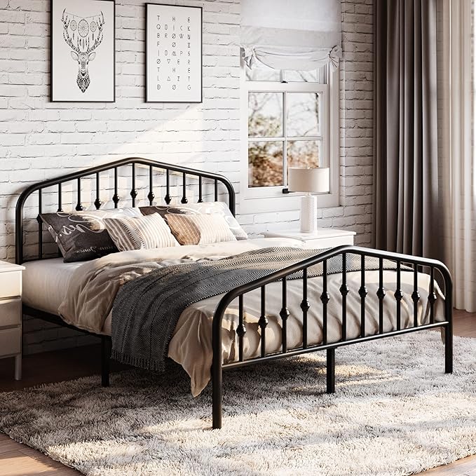 SHA CERLIN Queen Size Metal Platform Bed Frame