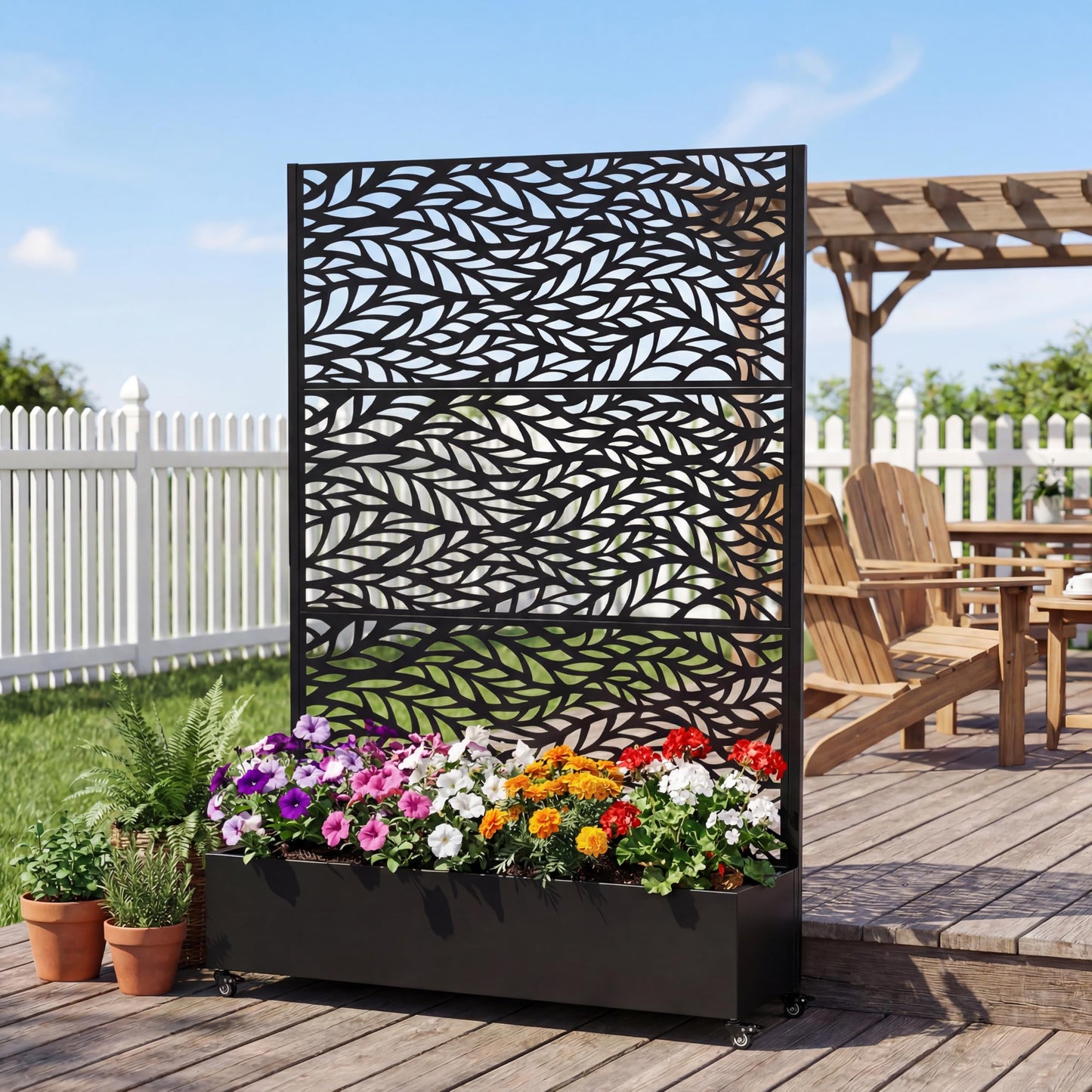 Galvanized Metal Raised Garden Bed with Wheels & Trellis – 73"x47"x16" Portable Planter Box for Climbing Plants, Vegetables & Vines | Rust-Resistant, with Privacy Screen & Drainage Holes (Shape 1)