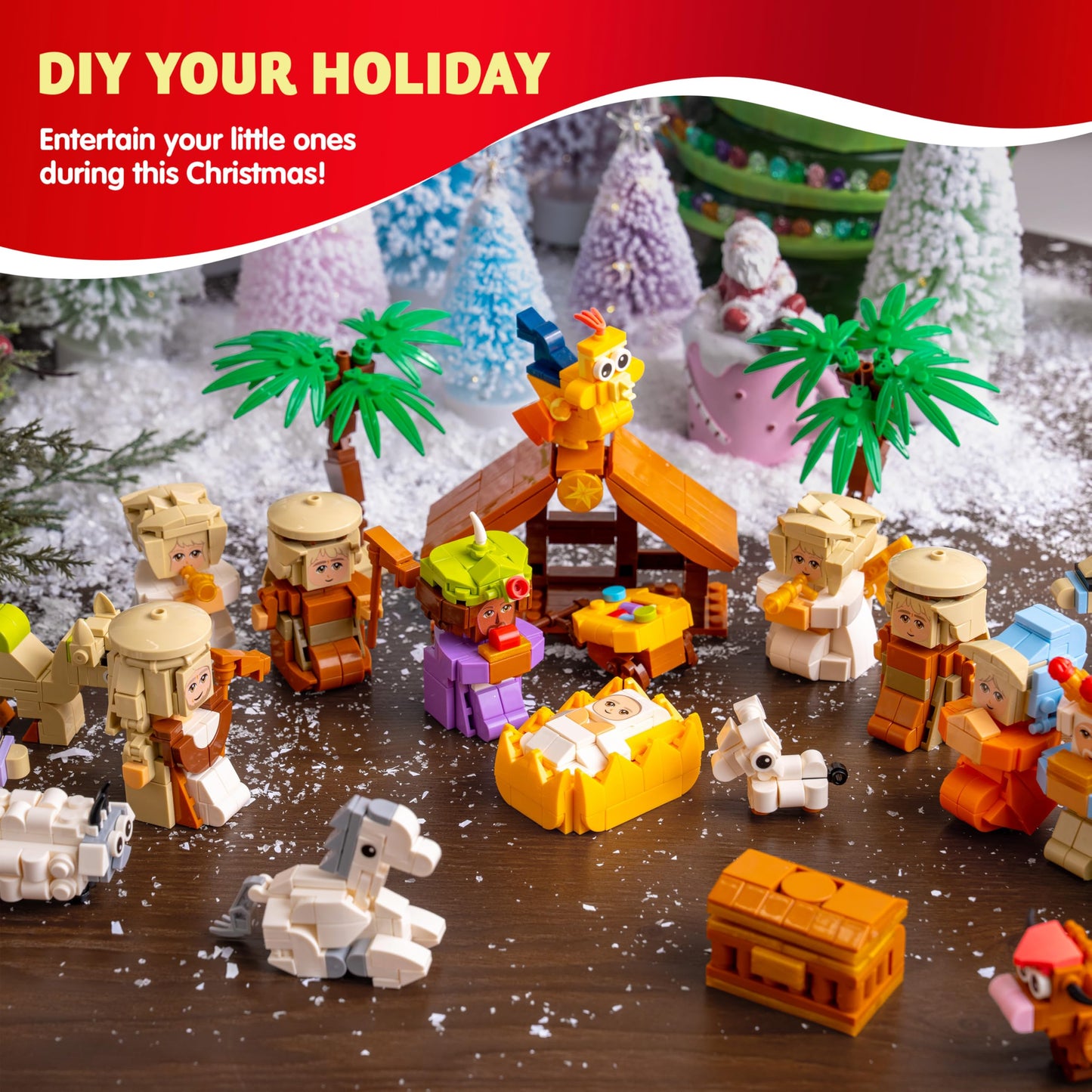 JOYIN 2025 Nativity Advent Calendar Building Blocks, 24 Days Christmas Themed Building Blocks, Xmas Party Favor Supplies for Boys Girls, Kids Xmas Fun Gifts, Countdown Calendar (3+)