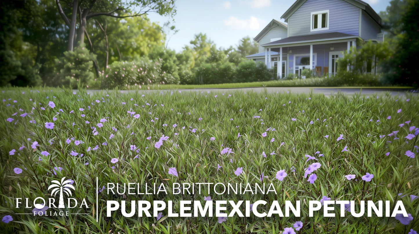 Mexican Petunia Purple | 5 Live 4 Inch Plants | Ruellia Brittoniana | Purple Flowering Landscape Pollinator | Heat Tolerant Groundcover | Outdoor Perennial for Gardens Borders Walkways Containers