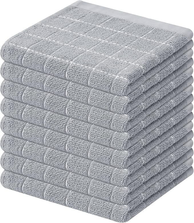 Mordimy 100% Cotton Terry Cloth Dish Cloths, Soft and Absorbent Checkered Dish