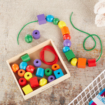 Melissa & Doug Wooden Lacing Beads | Developmental Toy | Wooden Toy | Problem Solving | 3+ | Gift for Boy or Girl