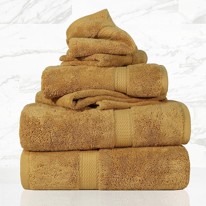 Superior Egyptian Cotton Pile 6-Piece Towel Set, Includes 2 Bath, 2 Hand