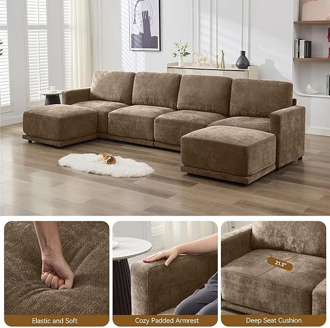 77.4" Chenille Modular Loveseat Oversized Upholstered 2 Seater Sectional Sofa