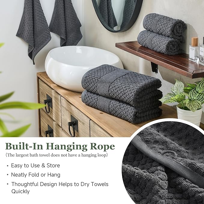 Simple&Opulence 6 Piece Luxury Towel Set, 100% Cotton Bathroom Towels