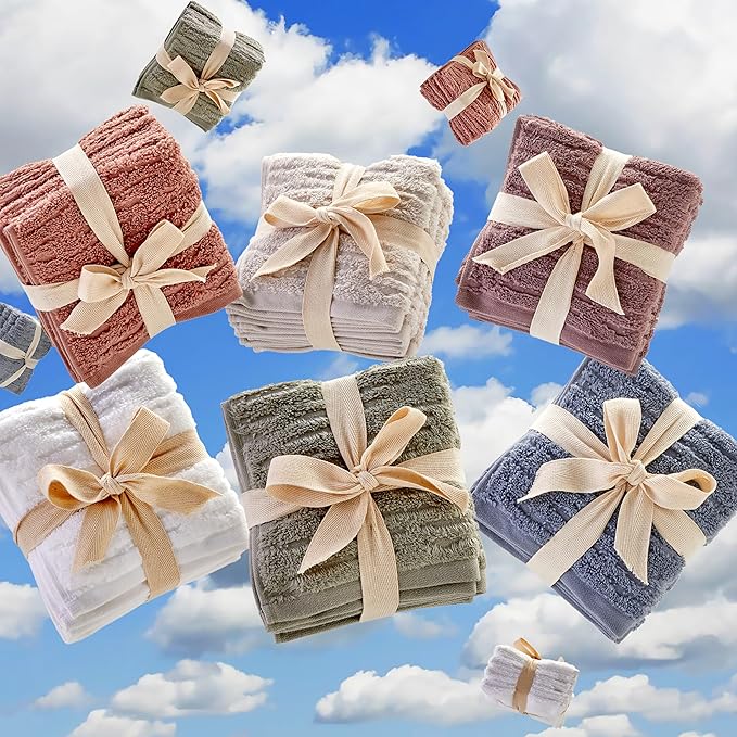 SKL Home CloudSoft Cotton Luxury 4-Piece Washcloth Set, Soft Plum