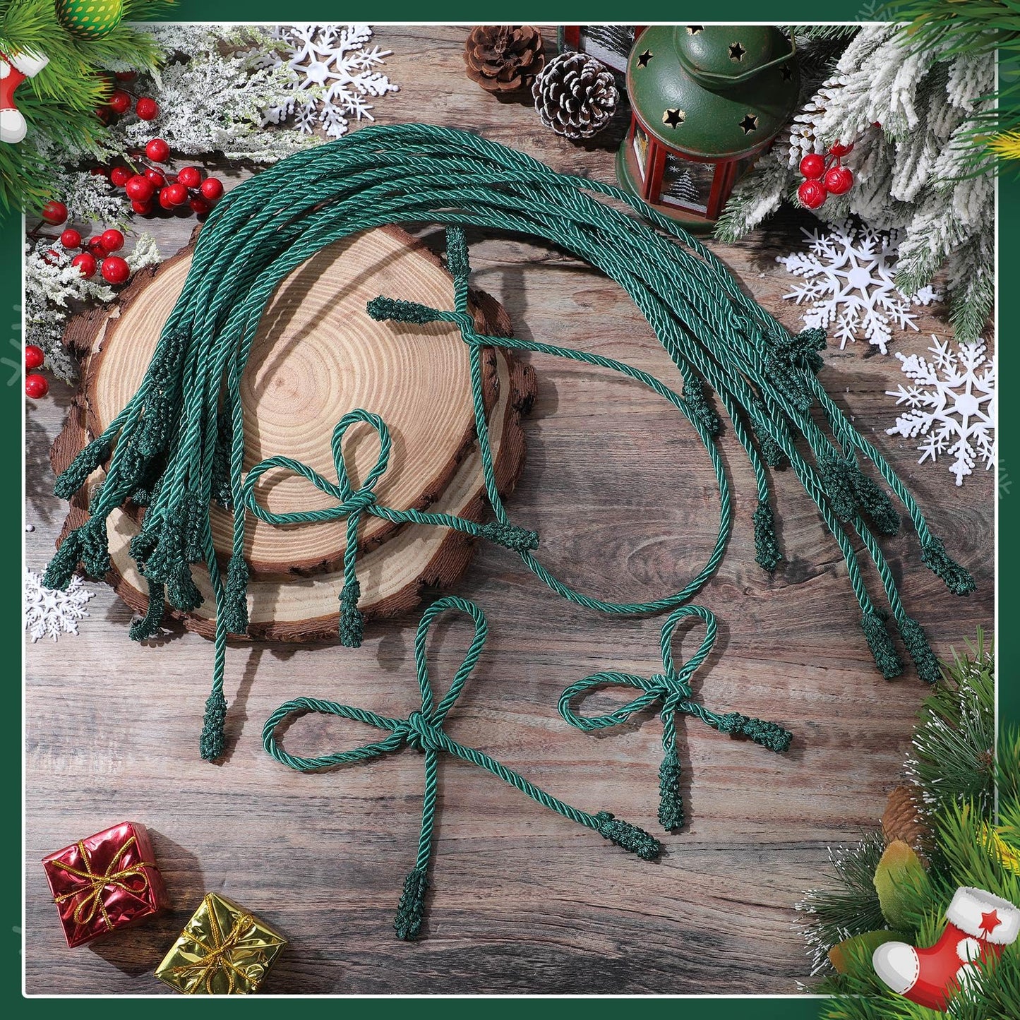 Zhengmy 24 Pcs Christmas Garland Ties Extra Long 30'' 25'' 20'' Green Decorative Twist Tie for Banister Reusable Flexible Twist Tie for Garland Stairway Railing Home Xmas Holiday Decor