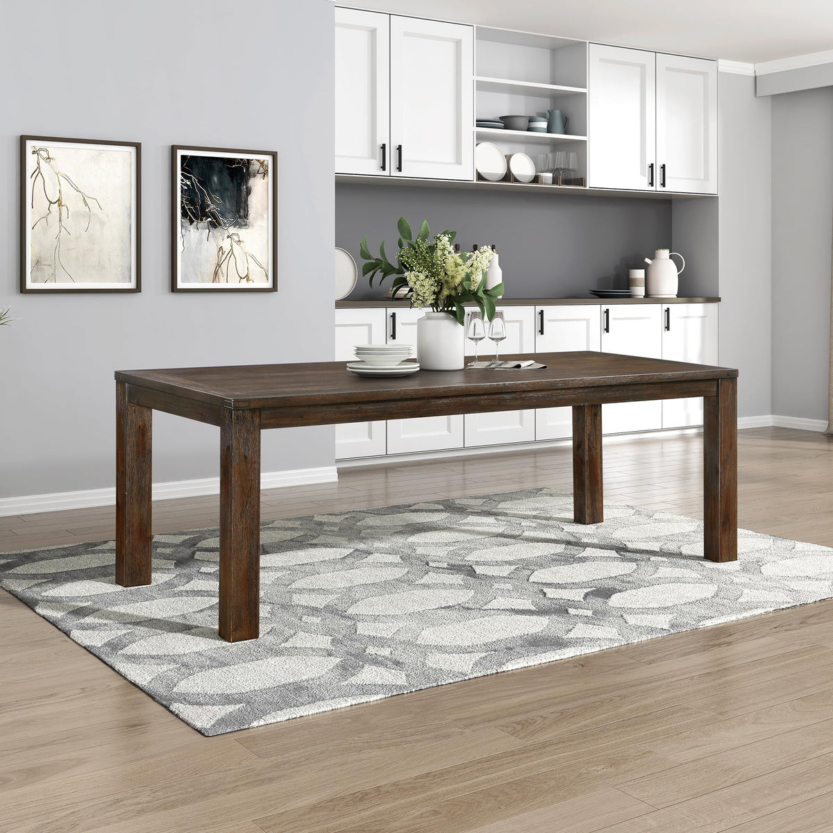 Lexicon 79" Dining Table for 8, Modern Rectangular Dining Room Table, Solid Acacia Wood Dining Table, Modern Wood Table with Solid Wood Leg for Kitchen/Dining/Living Room, Easy Assembly, Dark Brown