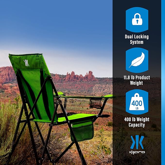 Kijaro XXL Dual Lock Portable Camping Chair - Supports Up to 400lbs - Enjoy The Outdoors in a Versatile Folding Sports & Outdoor Chair