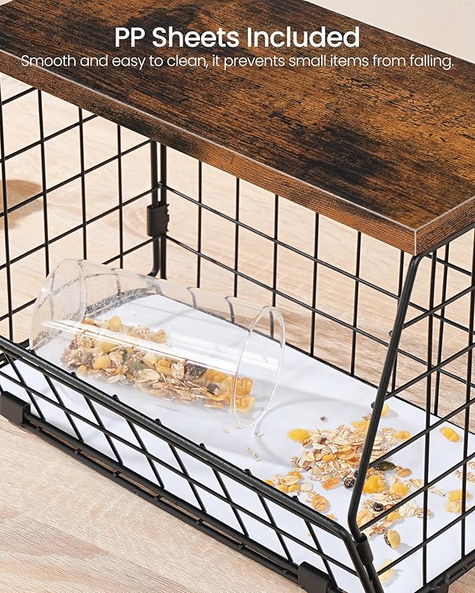 2-Tier Fruit Basket for Kitchen, Stackable wire basket