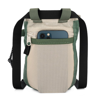 Oso Supply Co - Cascadia Waxed Canvas Chalk Bag - Zipper Pocket & Mesh Pouch for Bouldering, Rock Climbing, Gym, Weightlifting – Water-Resistant, Adjustable Belt, Wide Opening (Sage)
