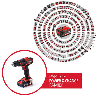Einhell Power X-Change 40Nm Cordless Drill Driver With Battery And Charger - 18V, 3-in-1 Combi Drill, Hammer Drill And Screwdriver - TE-CD 18/40 Li-i Impact Drill Set With 69 Pc Accessory Kit