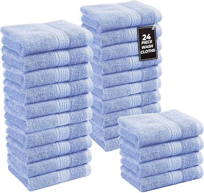 LANE LINEN Blue Wash Cloths