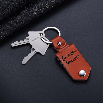 OTXIXTO Personalized Leather Keychain Gifts for Men/Boyfriend/Dad/Husband, Custom Picture/Photo/Date/Name/Calendar/Text Leather Keychain Father's Day (B1: Brown)