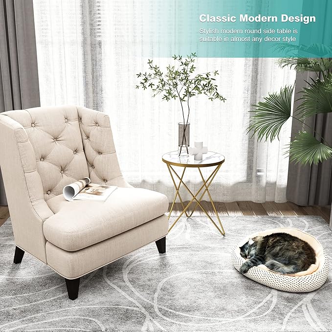 HLR Modern Round Side Table Set of 2, End Table
