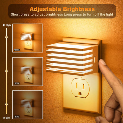 JandCase LED Night Light, [2 Pack] Night Lights Plug into Wall with Dusk to Dawn Sensor, Dimmable Plug in Night Light, Adjustable Brightness, 3000K Soft White Nightlight for Bedroom Bathroom Hallway