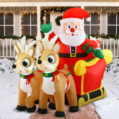 Joiedomi 6 FT Long Christmas Inflatable Santa on Sleigh with 2 Reindeer, Inflatable Christmas Yard Decorations with Build-in LED, Blow Up Xmas Decorations Outdoor for Party Yard Garden Lawn Décor