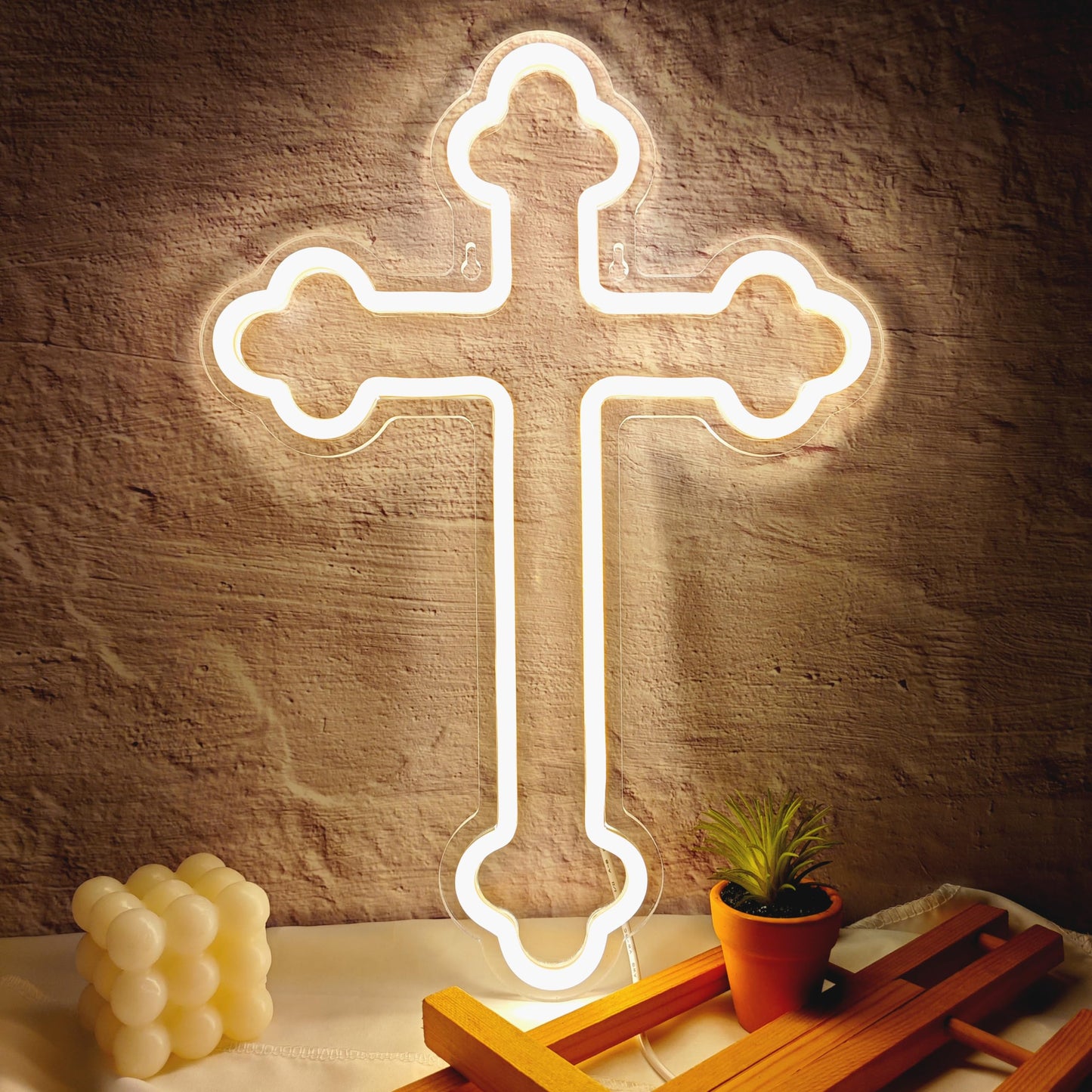 Jesus Cross Neon Signs,Cross Neon Sign Wall Lights Art Lamp Hanging for Home Room Bedroom Christian Wedding Party Wall Decor Christmas New Year Birthday Party Signs