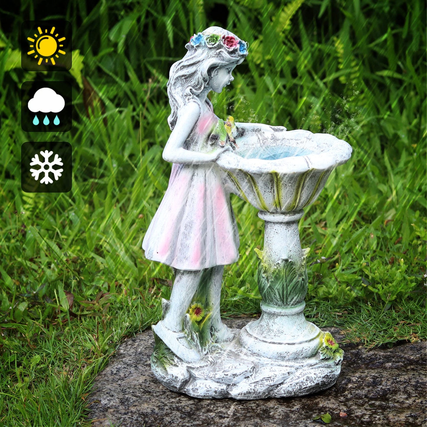 Voveexy Fairy Garden Statue, Solar Garden Angel Figurine Outdoor Decoration Waterproof Angel Sculpture for Patio Yard Lawn Porch Art Ornament Christmas Birthday Gift