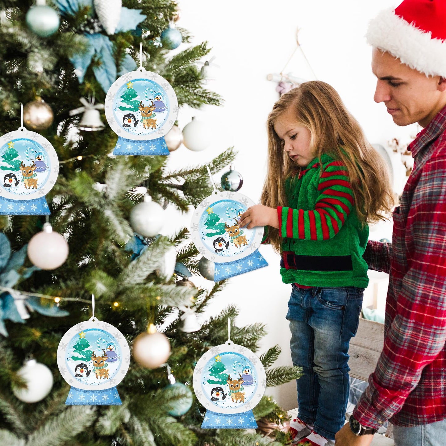 WATINC Christmas DIY Shaking Ornament Snow Globe Craft Kit, 20Pcs Winter Snowglobe Hanging Ornaments with Glitter Sequins Sugar Paper, Snowman Tress Hanging Craft Decor for School (Winter Snowflakes)