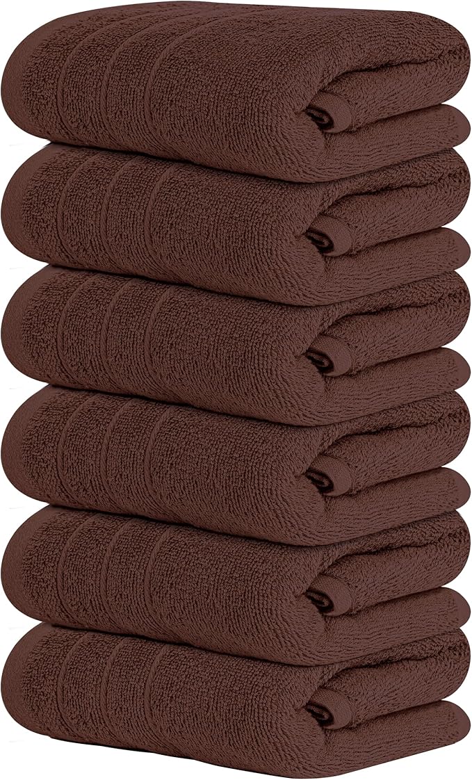 Tens Towels Pack of 6 Hand Towels, 100% Cotton, Lighter Weight, Quick to Dry