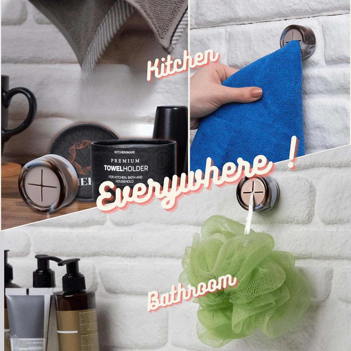 HEFA Towel Hooks, Towel Holder, Dish Towel Holder, Kitchen Organization, Kitchen Towel Hook, Kitchen Towel Holder, Hand Towel Holder, Kitchen Gadgets, Kitchen Essentials, Bathroom Accessories, 4 Pack