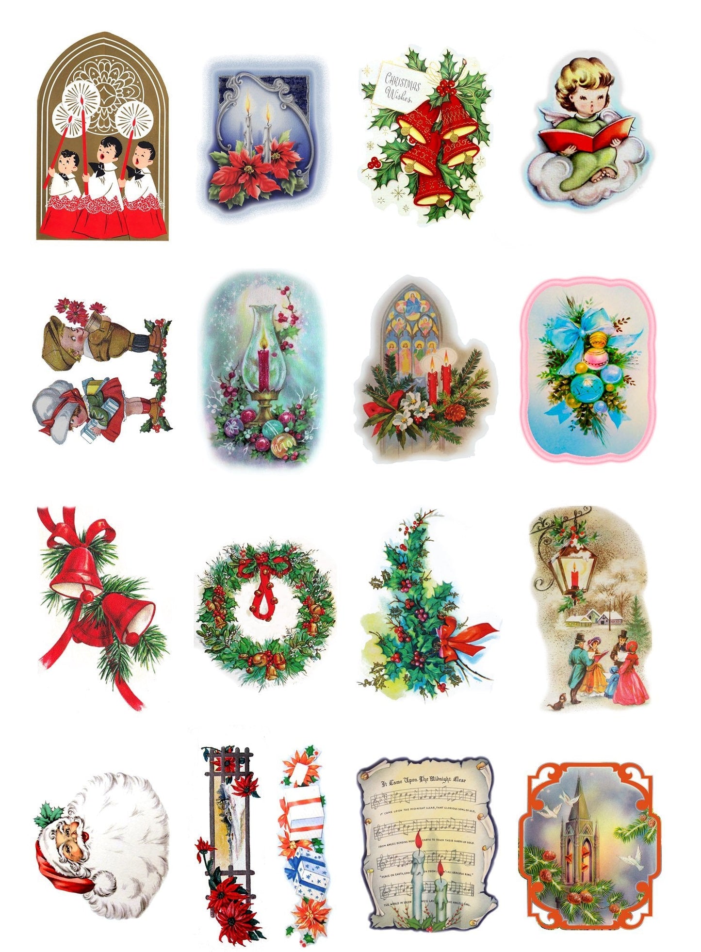 Decoupage Paper Pack (10sheets A4 / 8"x12") Vintage Christmas Santa Gift Tree FLONZ Vintage Ephemera