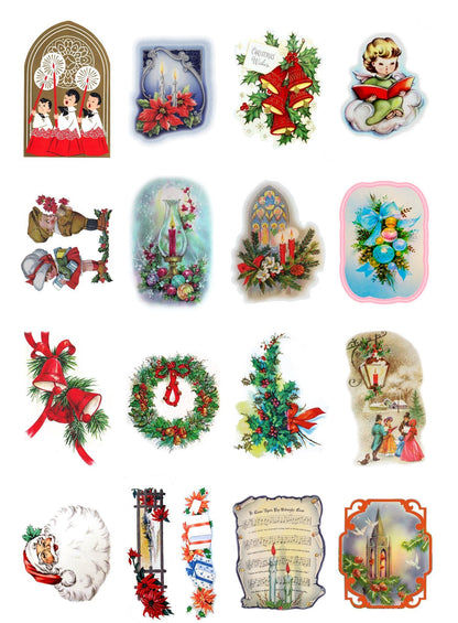 Decoupage Paper Pack (10sheets A4 / 8"x12") Vintage Christmas Santa Gift Tree FLONZ Vintage Ephemera