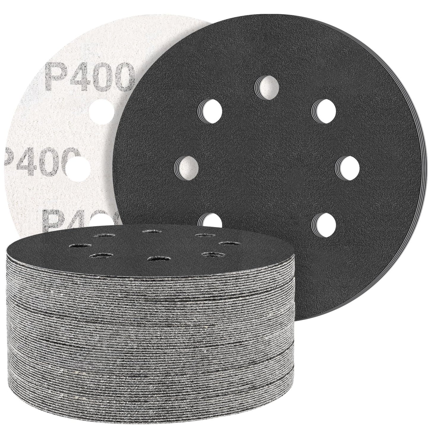 STEBRUAM 50PCS 125mm Dry Wet Sanding Discs 400 Grit, Hook and Loop Sandpaper Silicon Carbide Orbital Sander Discs for Polishing/Metal/Automotive