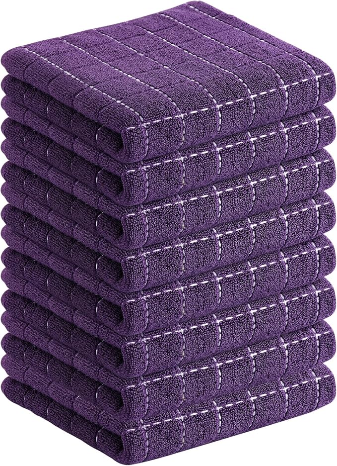 Homaxy 100% Cotton Terry Kitchen Towels, Checkered Designed, Soft and Super
